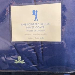 P. B. Kids Full/Queen Duvet Cover & European Square Shams w/embroidered skulls
